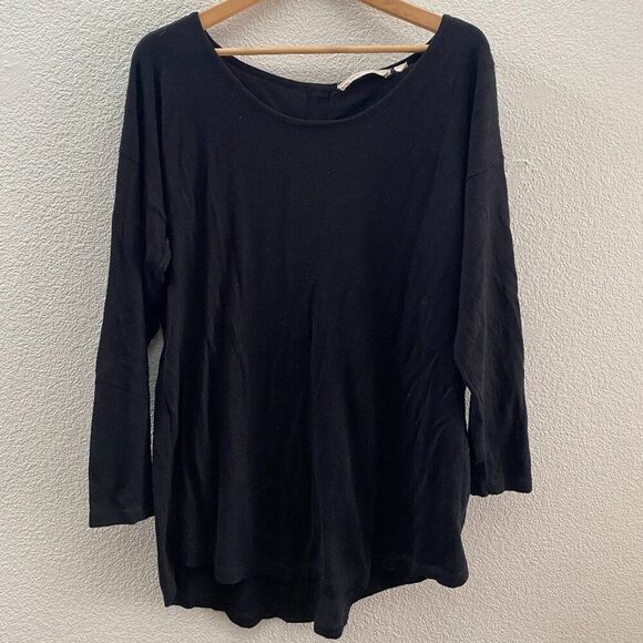 Soft Surroundings Marguiles Sweater Tunic Exaggerated Zip Back Black 2AW00 1X - Picture 1 of 4
